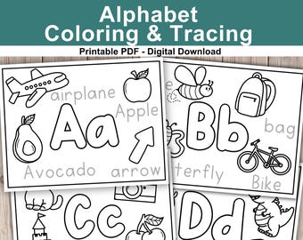 Alphabet Coloring Book: A-Z Tracing Worksheets, Preschool Learning (PDF Download)