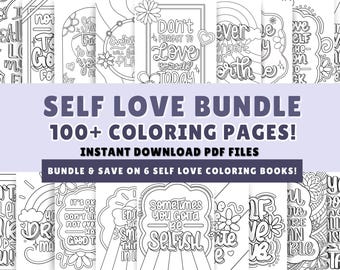 Self Love Coloring Book Bundle: 110 Positive Affirmation Pages (Printable PDF Download)