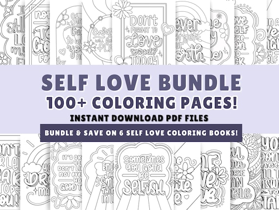 Self Love Coloring Book Bundle: 110 Positive Affirmation Pages (Printable PDF Download)