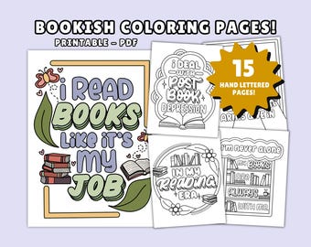 Amateurs de livres à colorier : art citations de lecture (téléchargement numérique imprimable, PDF)