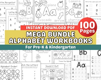 Alphabet Learning Worksheets: Kindergarten & Preschool Printable (Digital Download)
