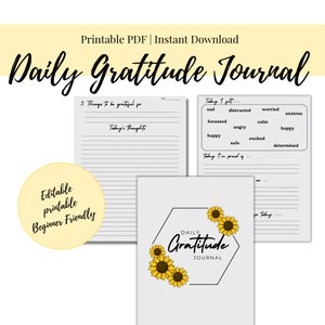 Daily Gratitude Journal Printable Journal Goal Setter PDF image 1