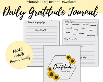 Daily Gratitude Journal | Printable Journal | Goal Setter | PDF