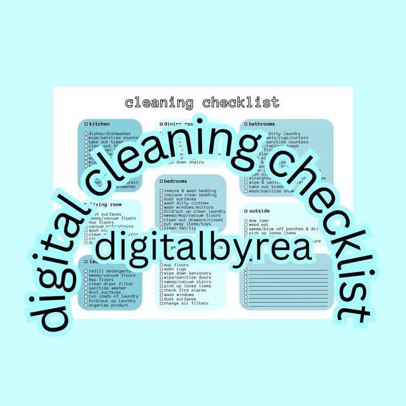 Digital Cleaning Checklist Etsy