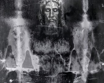 Full Body Shroud of Turin Man – Enhanced Negative Art Print Set, Christian Wall Art Digital Download