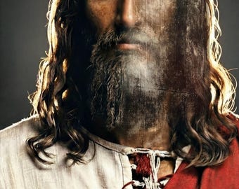 Signed Shroud of Turin Inspired Portrait | Split Face Print (12×18 / 20×30)