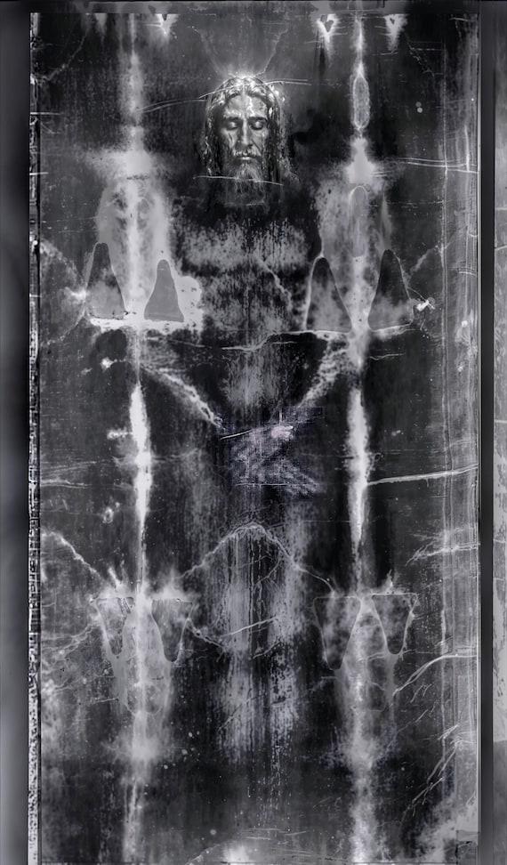 Full Body Shroud of Turin Man – Enhanced Negative Art Print Set