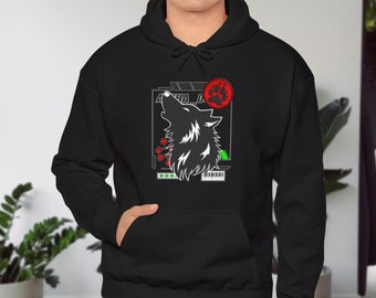 Stylish Howling Shikigami Wolf Lovers Everyday Wear Unisex Hooded Sweatshirt Unique Divine Dog Paw Print Stamp Hoodie
