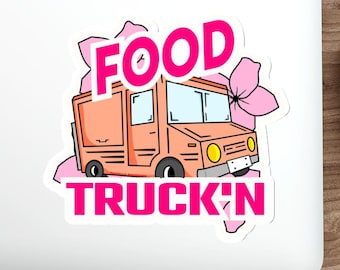 Food Truck 'N' Sticker: Cherry Blossoms & Culinary Adventures, Water-Resistant Vinyl