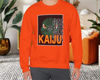 Epic Kaiju Unisex Crewneck Sweatshirt Bold Japanese Gaint Monster Typography Art Design Graphic Pullover