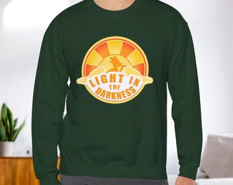 Light in the Darkness Character Cloud Unisex Crewneck Sweatshirt Unique DB Positive Inspirational Vibes Japanese Anime Graphic Pullover
