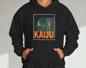 Epic Kaiju Unisex Hooded Sweatshirt Bold Japanese Gaint Monster Typography Art Design Graphic Hoodie