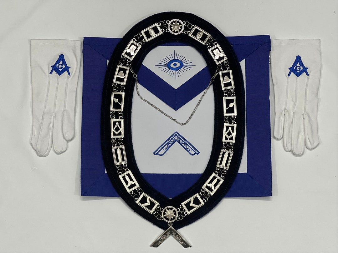 Master Mason Pattern Subtle Masonic Master Mason WORSHIPFUL MASTER SILVER Jewel + Collar and ...