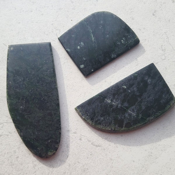 Dark Green Nephrite Jade Cut Slabs, 100% Canadian Natural Real Rock, Polished Decor, Rough Cut, Raw Gemstone Mineral from British Columbia