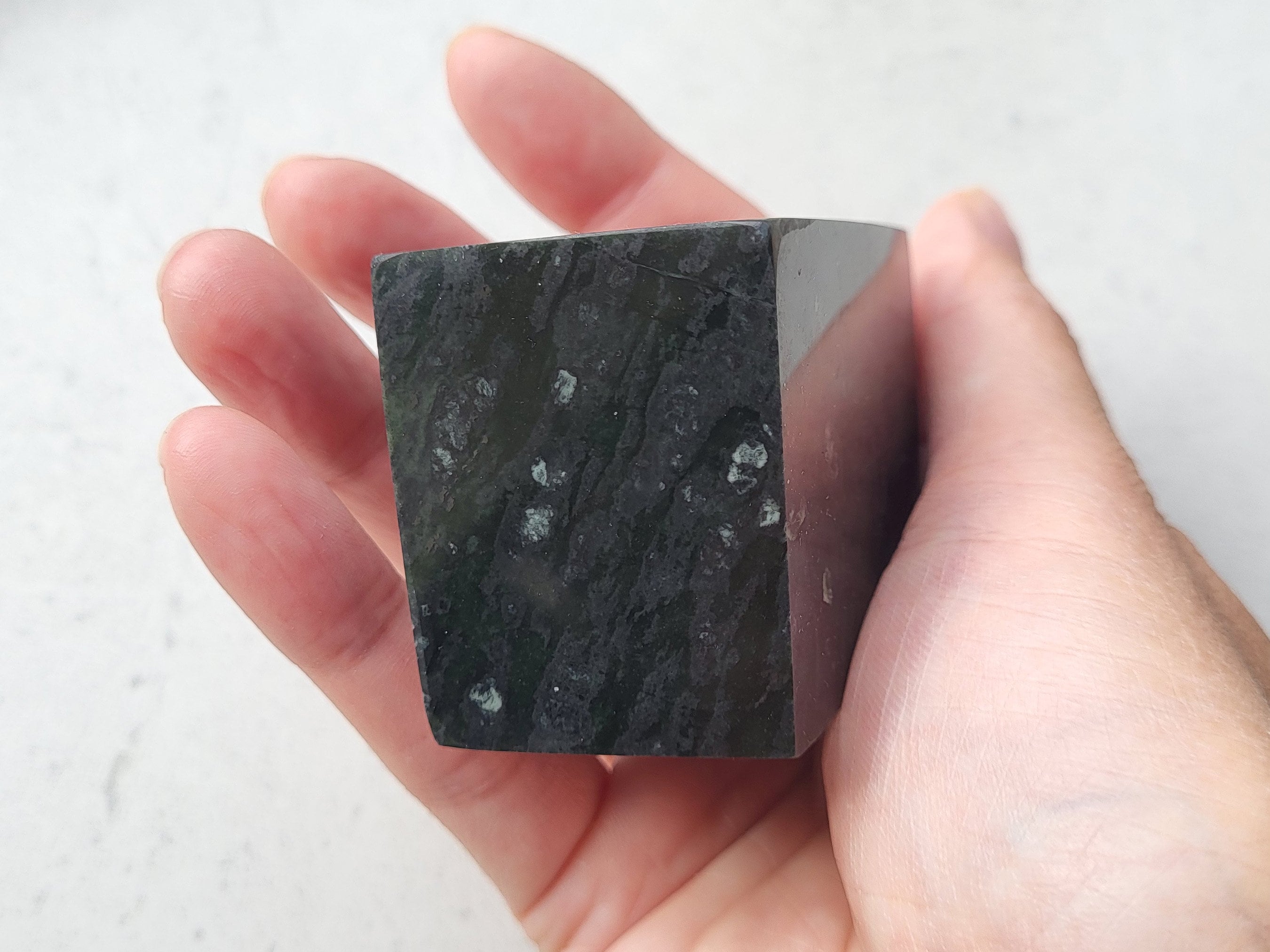 Dark Green Serpentine Freeform Block 205g Canadian Natural Rock