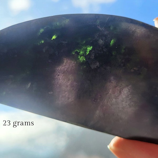 ULTRA THIN Dark Nephrite Jade Slabs, 100% Canadian Natural Real Rock, Polished Decor, Rough Cut, Raw Gemstone Mineral from British Columbia