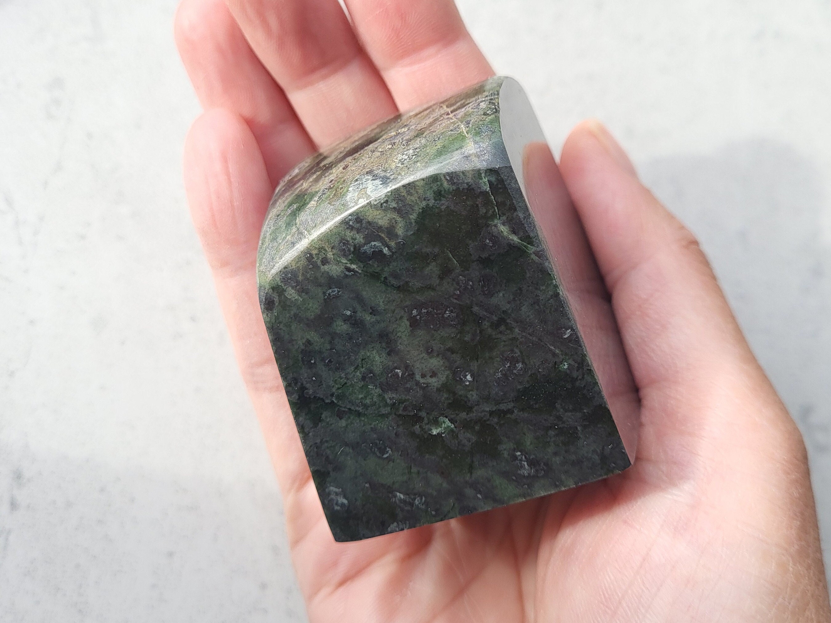 Dark Green Serpentine Freeform Block 205g Canadian Natural Rock