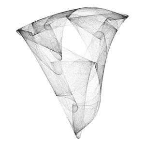 May include: Abstract black and white digital art with a swirling, flowing design.