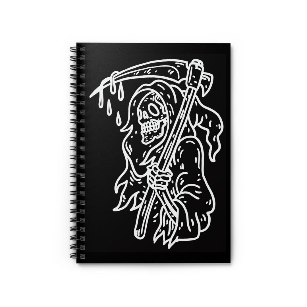 Gothic Spiral Notebook - Skeleton Reaper Design, Ideal for Halloween ...