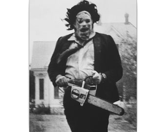 Vintage Texas Chainsaw Leatherface Killer Noir Canvas Witchy Horror Decor