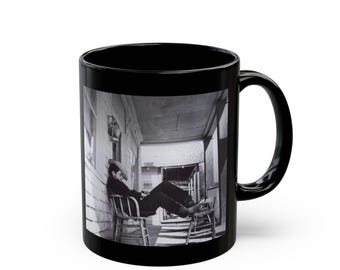 Johnny Cash Vintage Black and White Photo Mug | Black Mug