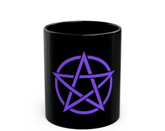 Purple Pentagram Black Mug Witchy Black Mug 11oz 15oz