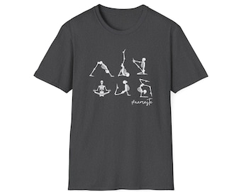 Yoga Skeleton Unisex T-Shirt, Funny Gym Tee, Gift for Yoga Lovers, Fitness Apparel, Workout Shirt, Halloween Activewear, Namaste Shirt