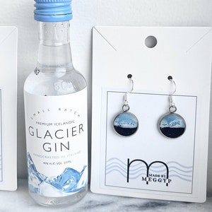 Iceland Blue Lagoon earrings with real sand - black sand earrings, lava, Reykjavik, Iceland, Blue Lagoon, ocean resin earrings