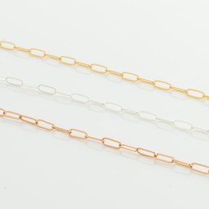5mm x 2mm Paperclip Chain by Foot, Elongated Links in Silver, Gold Filled, Rose Gold Filled, For Permanent Jewelry Supplies, Bulk Chains