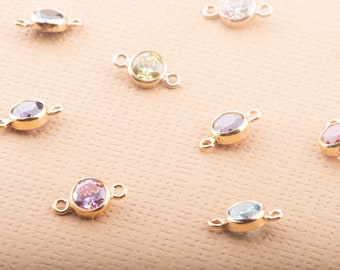 4mm Gold Filled Cubic Zirconia Connectors AAA Cubic Zirconia, CZ Birthstone Connectors, For Permanent Jewelry, Bracelet, Necklace,