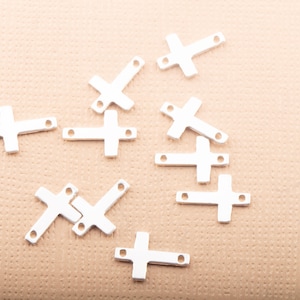 12mm x 8mm Tiny Cross Link Connector in Silver, Gold Filled, Rose Gold Filled, Cross Link, Permanent Jewelry, Permanent Bracelet, Tiny Cross