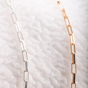 4mm x 1mm Rectangle Long Box Chain By Foot in Silver, Gold Filled, Permanent Jewelry, Permanent Bracelet, Permanent Anklet, Bulk Chains