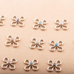 Cubic Zirconia AAA Gold Filled Tiny Daisy Birthstone Connector Supply, For Permanent Jewelry, Bracelet, Necklace, Daisy Connectors