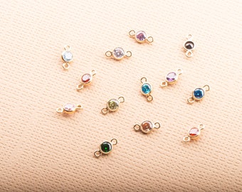 3mm -Gold Filled Birthstone Cubic Zirconia Connector Findings, Permanent Jewelry for Bracelets, Necklaces, Top Quality Cubic Zirconia Bezel