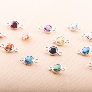 4mm Sterling Silber Zirkonia Verbinder AAA Zirkonia, CZ Birthstone Connectors, für dauerhaften Schmuck, Armband, Halskette,