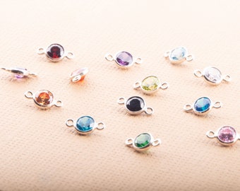 4mm Sterling Silver Cubic Zirconia Connectors AAA Cubic Zirconia, CZ Birthstone Connectors, For Permanent Jewelry, Bracelet, Necklace,