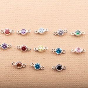 3mm -Sterling Silver Birthstone Cubic Zirconia Connectors, Permanent Jewelry for Bracelets, Necklaces, AAA Top Quality Cubic Zirconia Bezel