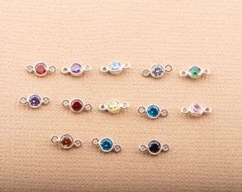 3mm -Sterling Silver Birthstone Cubic Zirconia Connectors, Permanent Jewelry for Bracelets, Necklaces, AAA Top Quality Cubic Zirconia Bezel