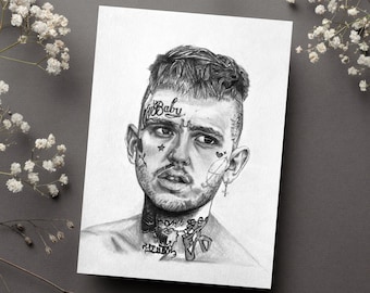 Dessin Lil Peep, fan art, impression d'art, impression de carnet de croquis