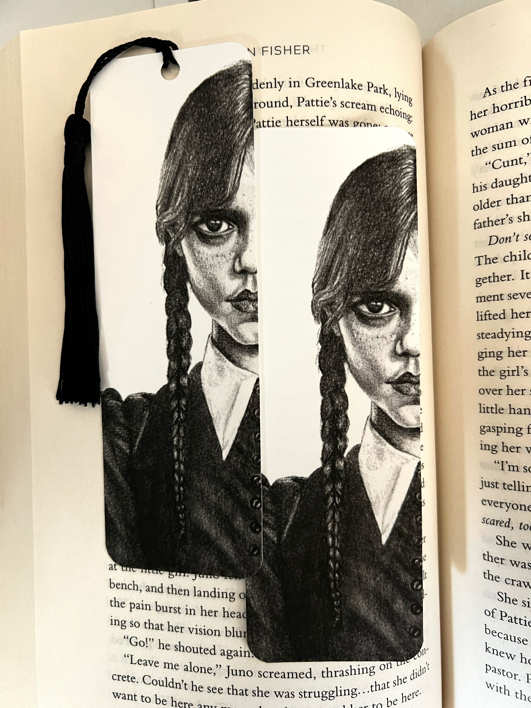 Mercredi Addams Double Face Signet Noir Signets Lecture Livre Mark Page  Marqueur Papeterie Fournitures Enfants Cadeau d'anniversaire