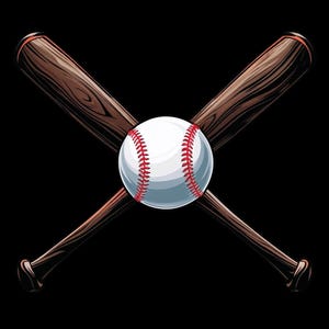 Korsade basebollträn med baseboll PNG-sportclipart för sublimeringsutskrift, transparent bakgrund