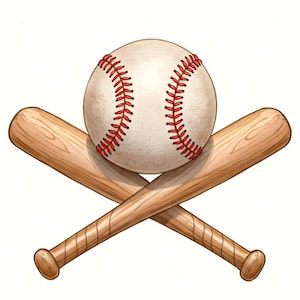 Baseboll med korslagda slagträn PNG – Rolig sport sublimeringsdesign – Digital nedladdning