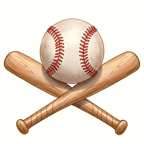 Baseball mit gekreuzten Fledermäusen PNG - Fun Sports Sublimationsdesign - Digitaler Download