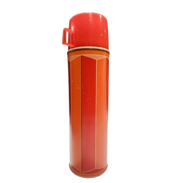 Termo King-Seeley vintage de 1974 con rayas naranjas para café, estilo retro Cabincore.