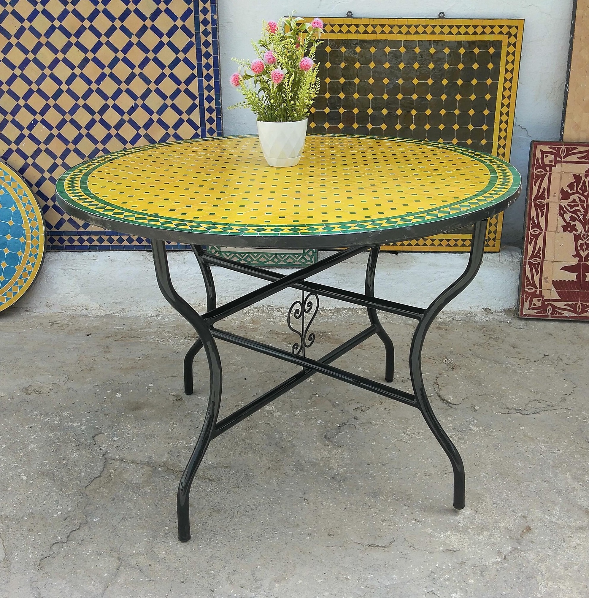 Handmad Tiles Table Rustic Mosaic Table Outdoor Coffee - Etsy