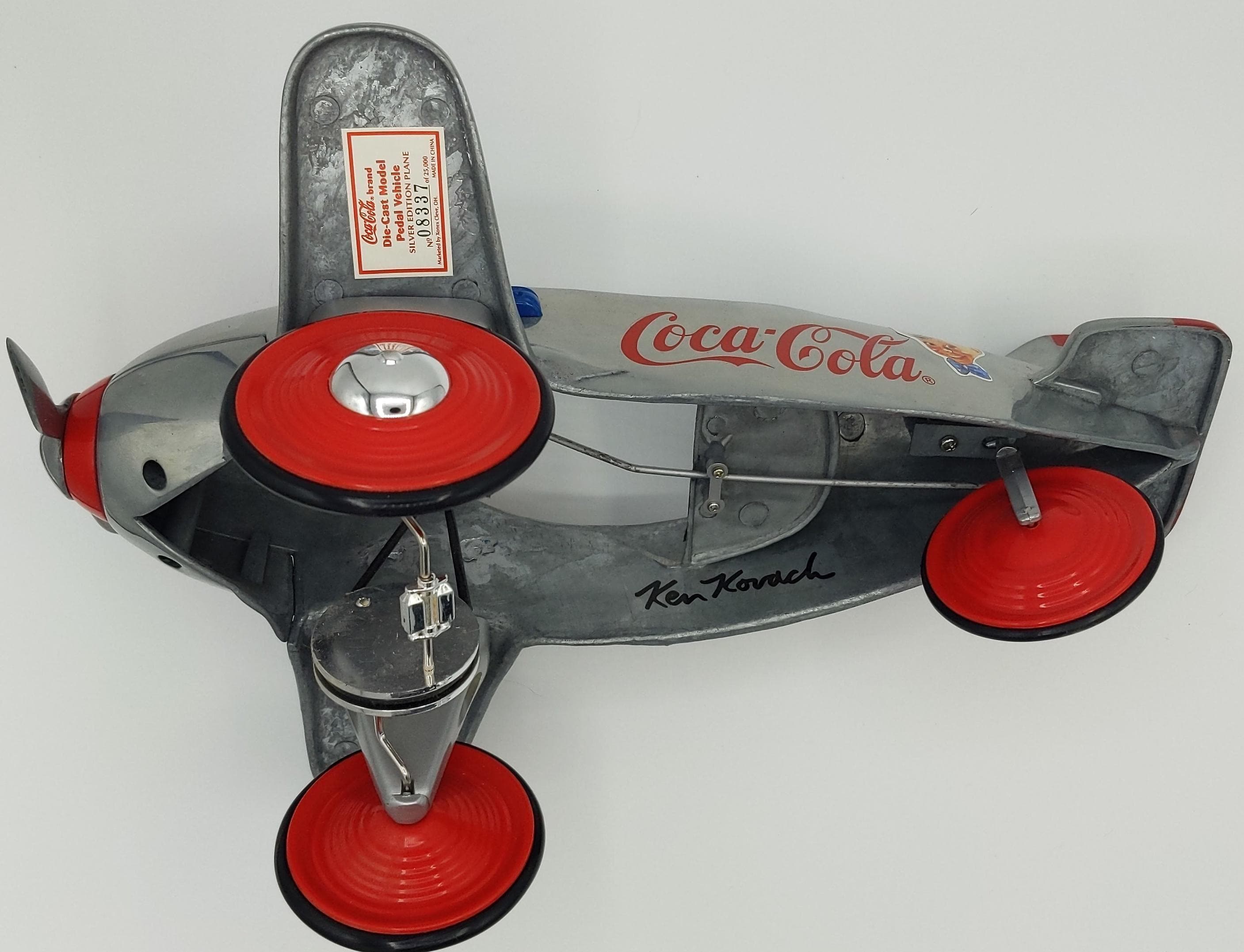 Coca Cola Pedal Plane Model: Silver Edition, Signed & Numbered