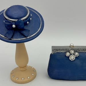 Vintage Classic Couture &quot;Lady Allegra&quot; Hat and Purse Set with Display Pedestal