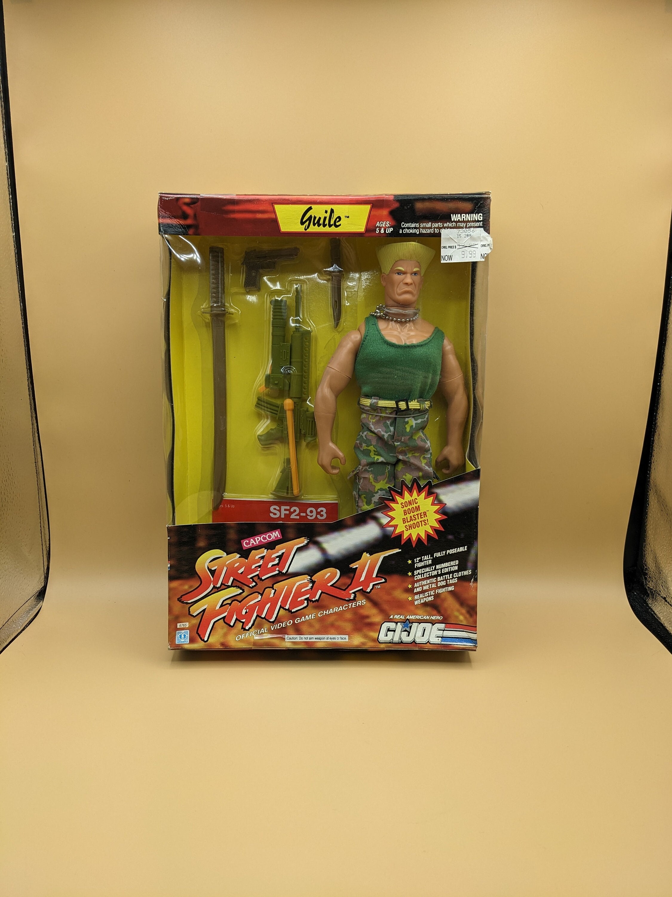 1993 Hasbro Capcom Street Fighter Movie COLONEL GUILE 12” Figure Box GI Joe