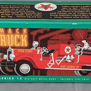 1998 Texaco 1929 Mack Fire Truck Die Cast Bank  Collector Series 15