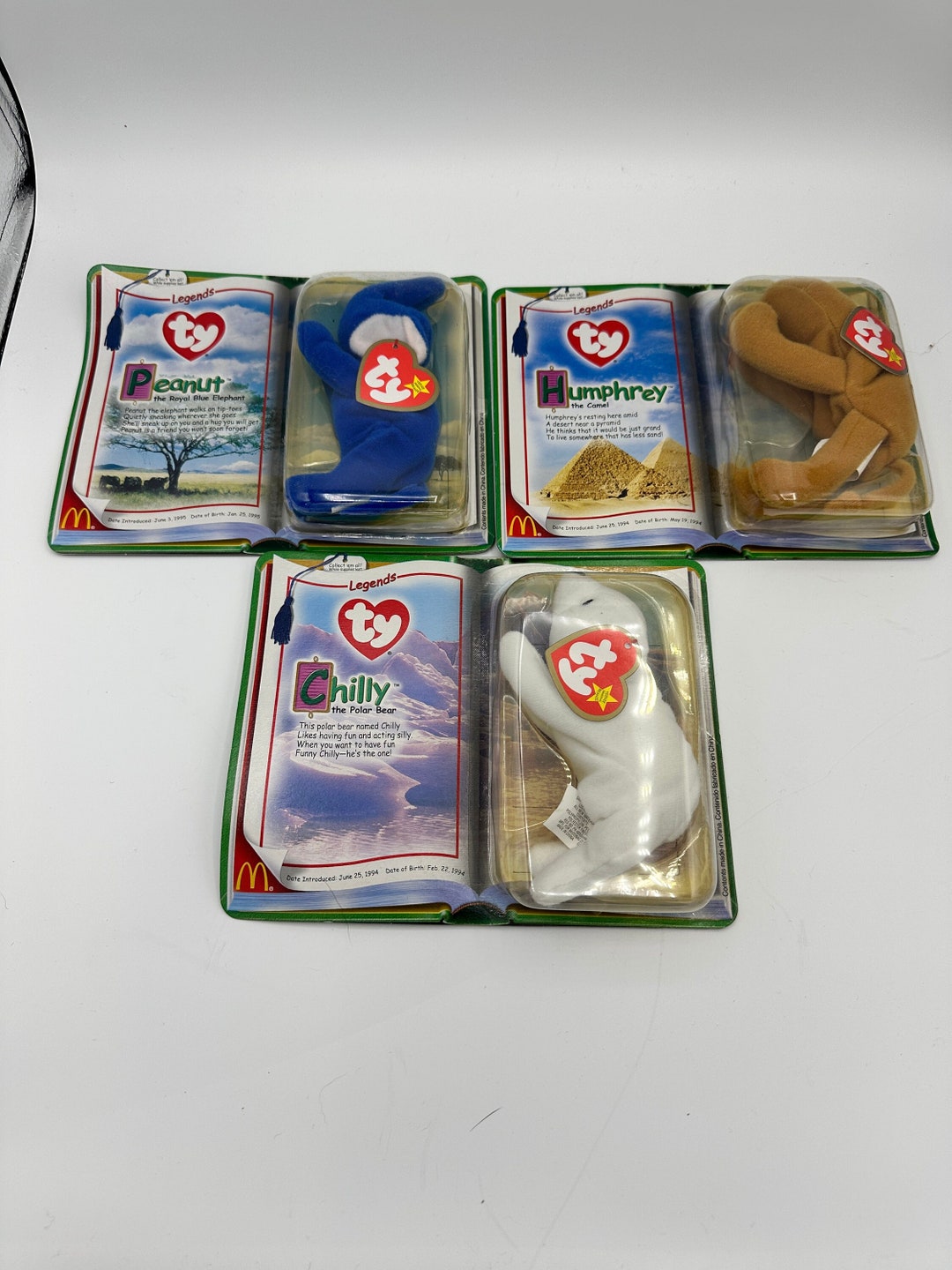 Rare Mcdonald's Teenie Beanie Babies Legends Set Peanut, Chilly ...